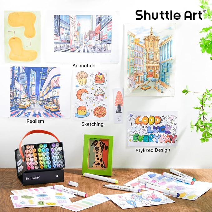 Shuttle Art Pastel Alcohol Markers Brush tip, Dual Tip Brush & Fine Tip Art - Image 6