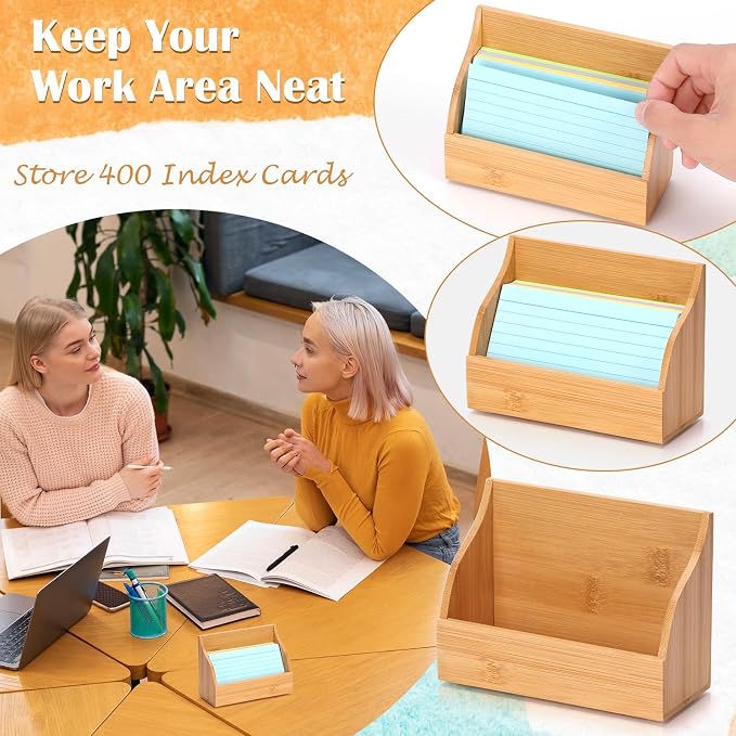 SHIQIKEJIPTY 2 Pack Index Card Holder 3X5 Inch Wood Index Card Box - Image 6