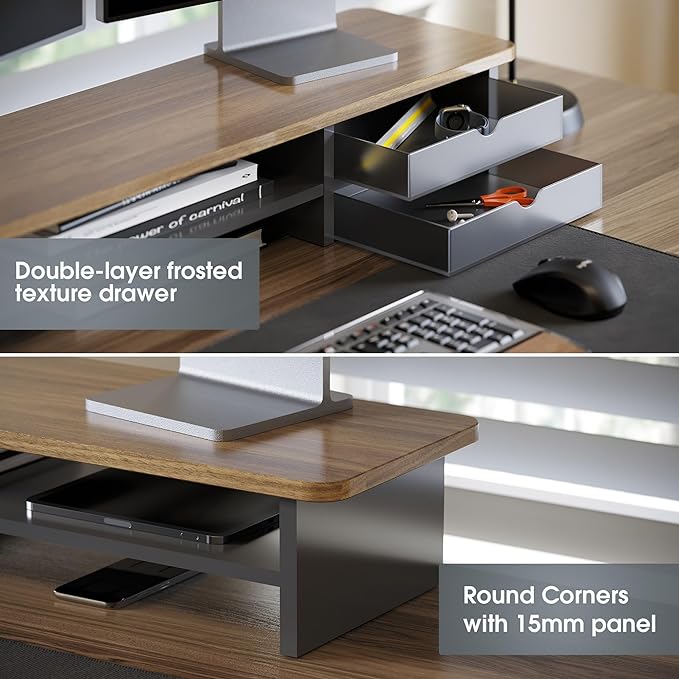 Fenge Monitor Stand, Dual Monitor Riser, 42.5inch Large Desk Computer Monitor - Image 2