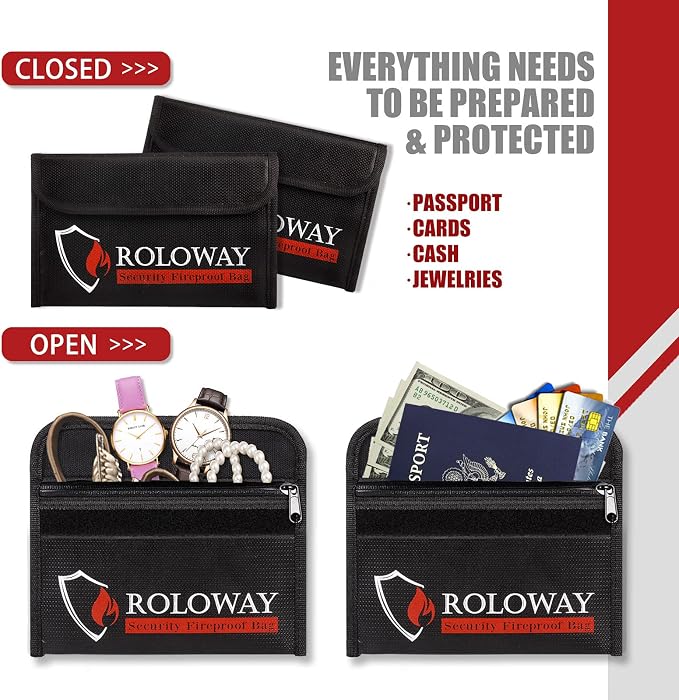 ROLOWAY Small Fireproof Bag, Non-itchy Fireproof Money Bag - Image 4