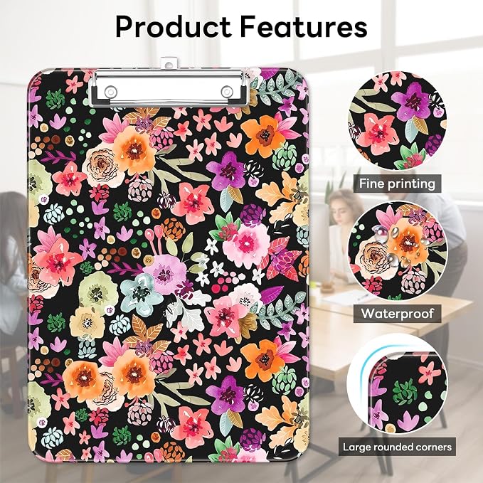 Luminzo Plastic Cute Clipboard Low-Profile Metal Clip, A4 Letter Size 9 x 12.5 - Image 6