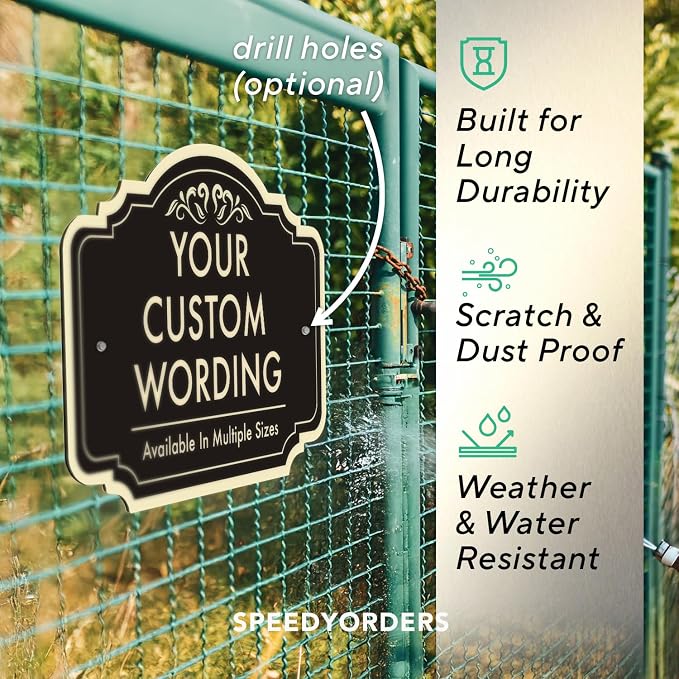 Custom Aluminum Outdoor Metal Sign, Personalized, Waterproof, Design 2 Black - Image 6