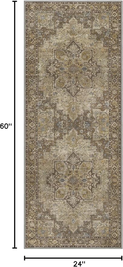 GENIMO 2x5 Runner Rugs for Hallway, Machine Washable Non Slip Vintage Retro Rugs - Image 2