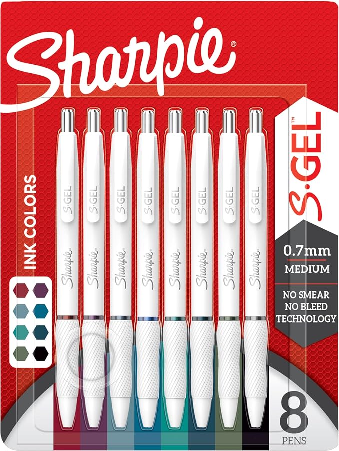 Sharpie S-Gel Pens, Fashion Barrel Gel Pens, Pearl White Body, Medium Point by Sharpie