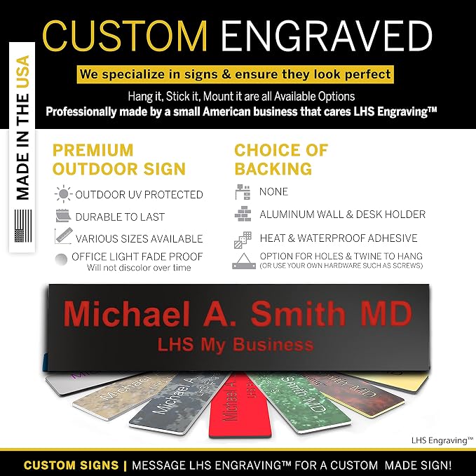 Engraved Name Plates for Door Sign Personalized Black Plastic Plaque - Image 3