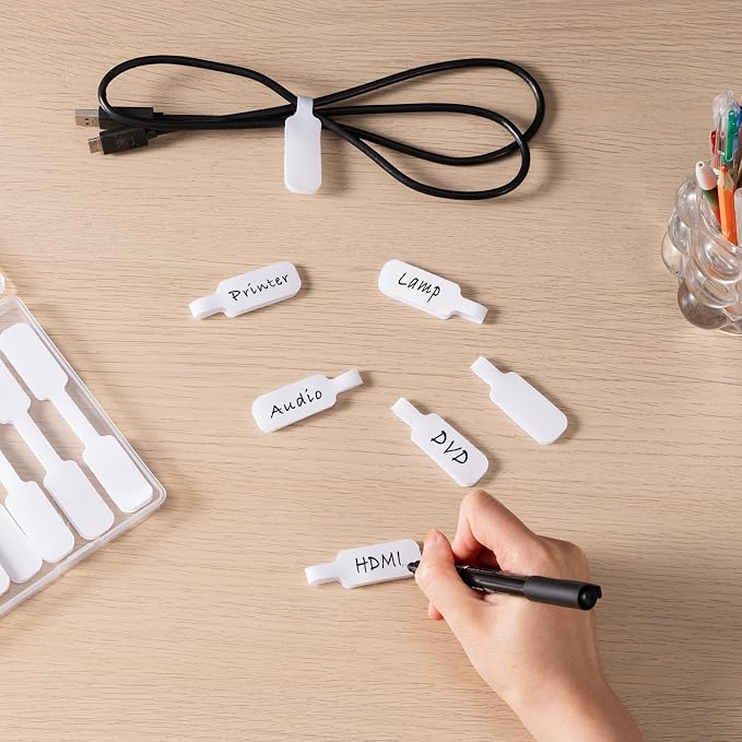 Trilancer Reusable Cable Cord Wire Labels, Hook&Loop Closure, - Image 2