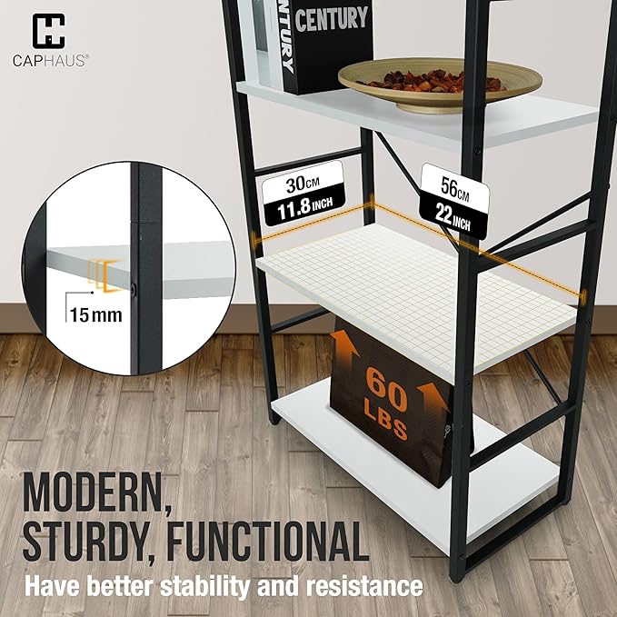 CAPHAUS 3 Tier Small Bookshelf, 24 Inch Width Free Standing Shelf, Bookcase - Image 6