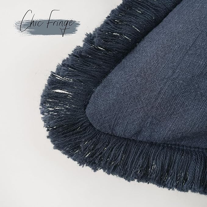Foindtower Set of 2 Decorative Linen Fringe Throw Pillow Covers Boho Farmhouse - Image 3