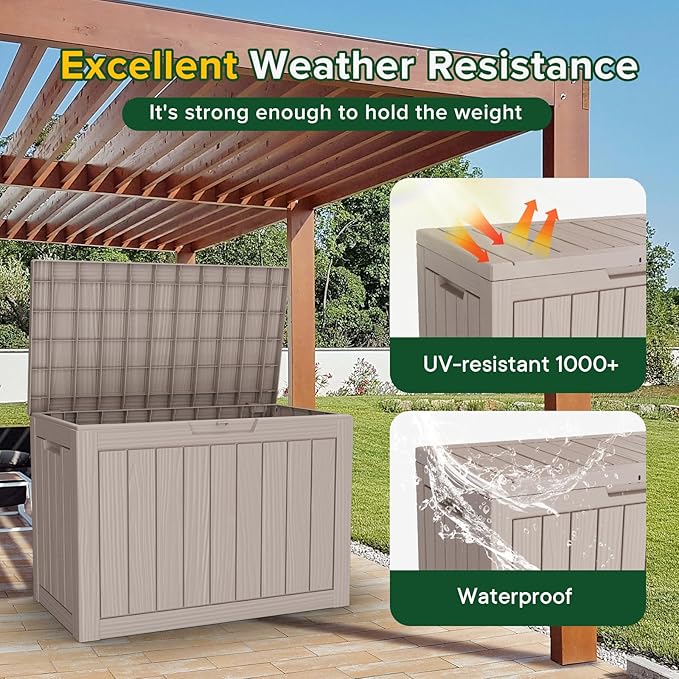 Decksplore 45 Gallon Outdoor Storage Box Waterproof Lockable Resin Deck Box - Image 2