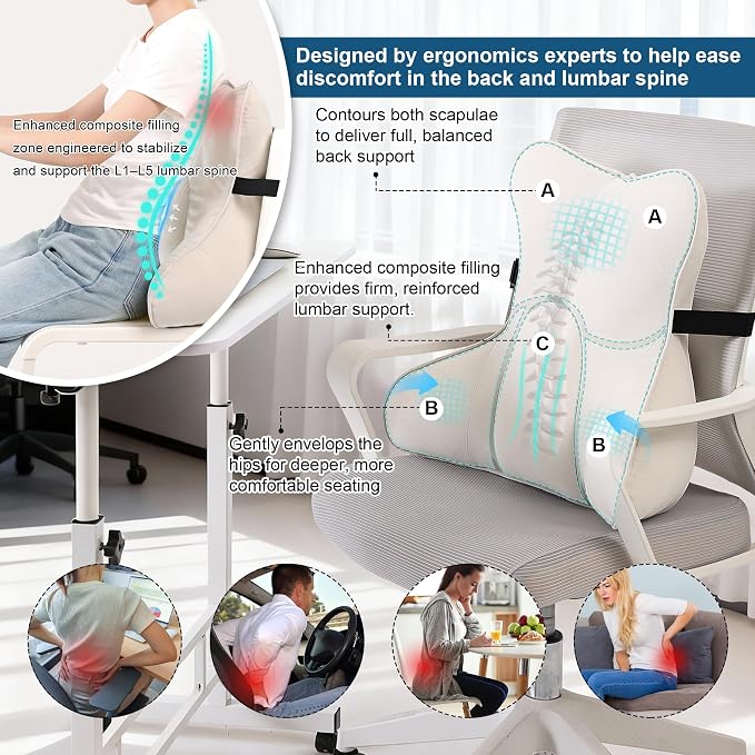 Ailuteie Lumbar Support Pillow – Multi-Functional Ergonomic Back Cushion - Image 4