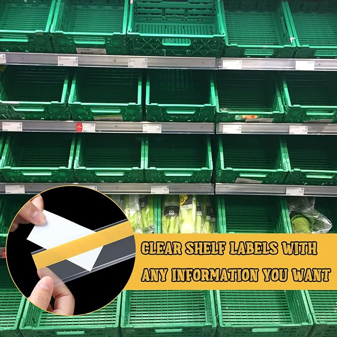 Fainne 100 Pcs Shelf Label Strips 1.5''H x 48 L Self Adhesive Shelf Label - Image 6