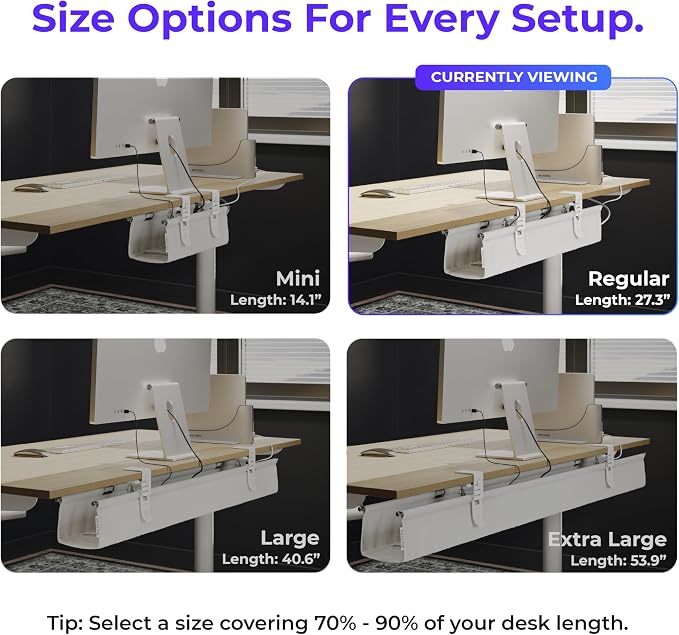 Ascrono Original No Drill Under Desk Cable Management Tray 27.3" - Image 4