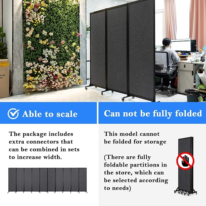 Upgrade Version Room Partition and Divider, Freestanding Rolling Dividers - Image 3