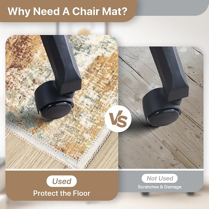 Office Chair Mat for Hardwood Tile Floor, Abstract 36"X 48" Desk Mats for - Image 5
