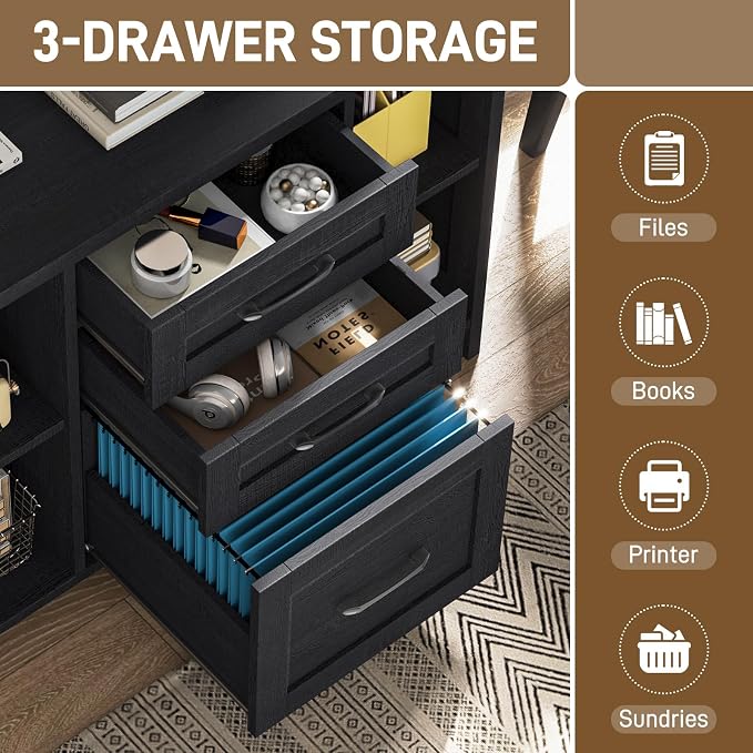Vabches File Cabinet with 3 Drawers, Farmhouse Lateral File Cabinet Fits Files - Image 5