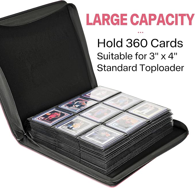 Sibonic 9 Pocket TopLoader Binder, Holds 360 3”x4” Toploader Hard Cases - Image 4
