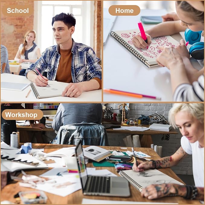 PerKoop 4 Pcs 8.5"x11" Spiral Sketch Pad A4 Large 100 Sheet Blank Notebook - Image 5