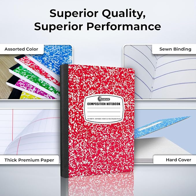 Rosmonde 12 Pack Bulk Composition Notebooks College Ruled, 200 Pages, 9-3/4 x - Image 2