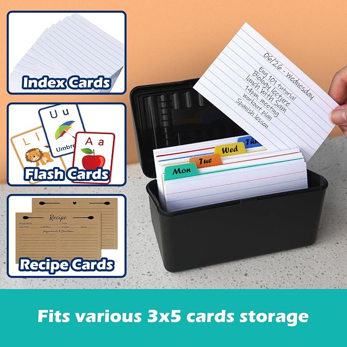 Olivo Index Card Holder Box 3x5 Flash Note Card Holder Storage File Box - Image 6