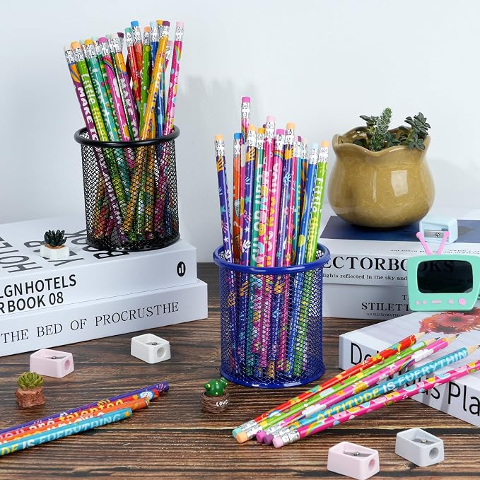 100 Pcs Motivational Pencils Bulk, Rainbow Inspirational School Pencils - Image 5
