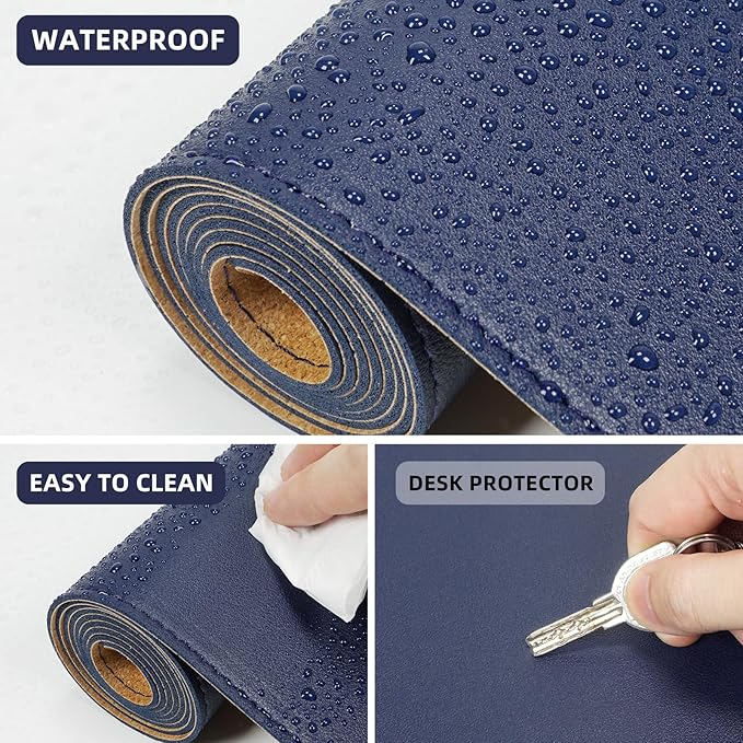 AFIING Dual-Sided Desk Pad, Natural Cork & PU Leather, Desk Mat Protector - Image 4