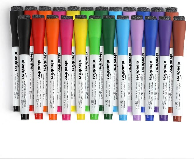 cloudriver Magnetic Dry Erase Markers, 24 Pack Whiteboard Markers by cloudriver
