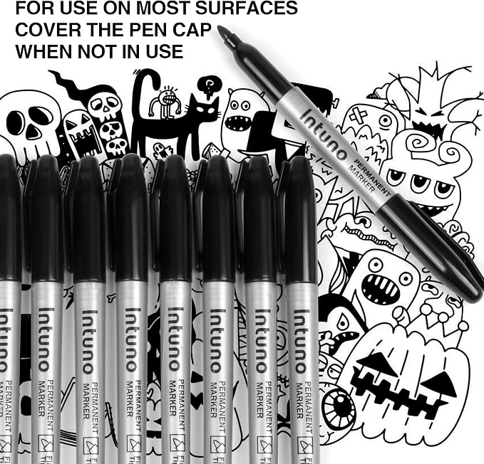 INTUNO Permanent Markers, Fine tip, Oil-Based Permanent Markers, Waterproof and - Image 7