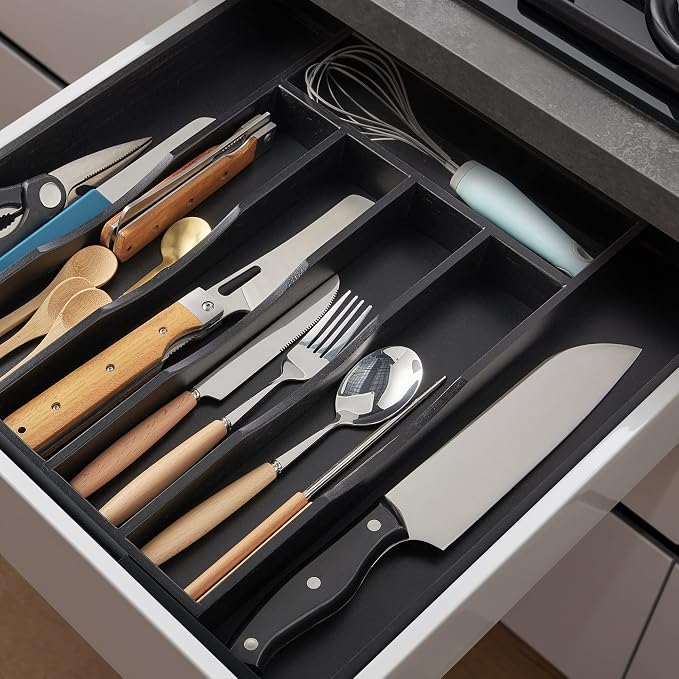 oridom Expandable Bamboo Kitchen Drawer Organizer - Image 2