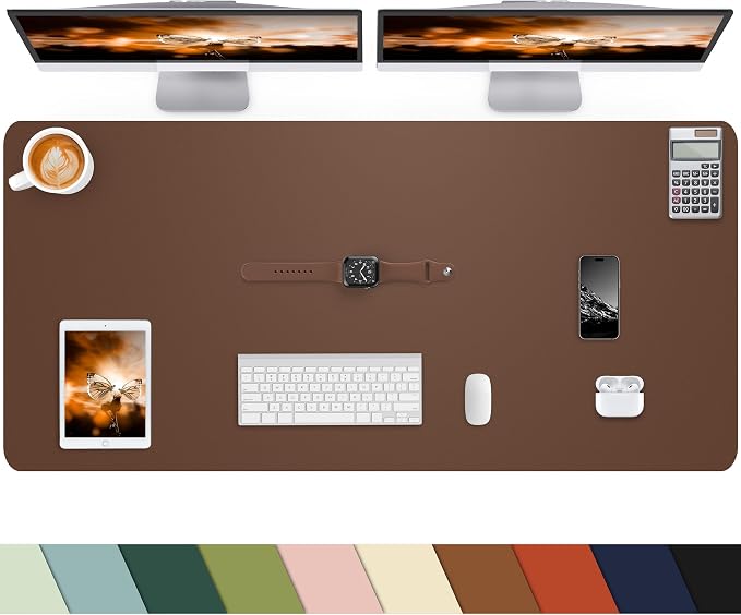 Large Leather Desk Pad Protector, Office Mat, Mouse Pad, Non-Slip Blotter by cebowa