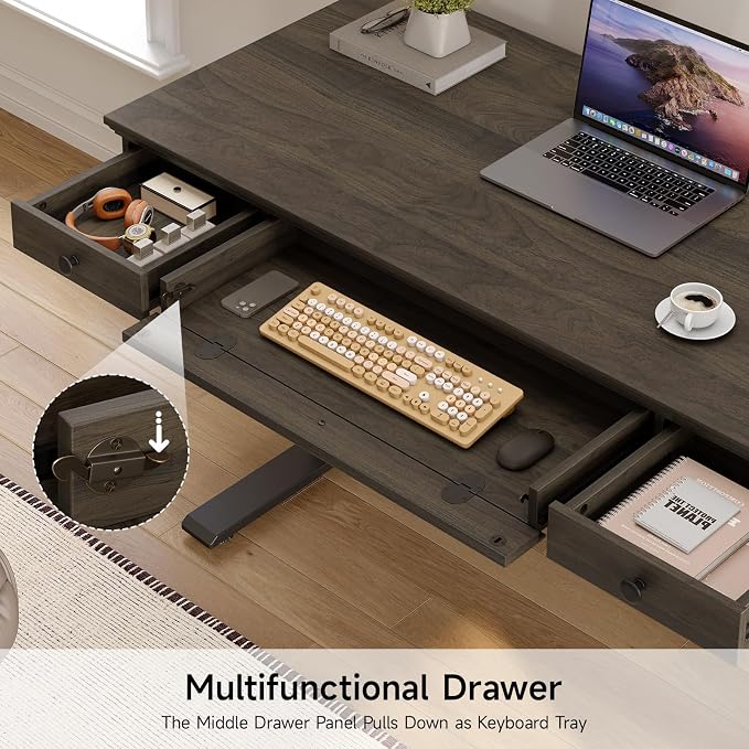 ONBRILL Standing Desk with Drawers, 55 x 23 Inch Electric Height Adjustable - Image 5