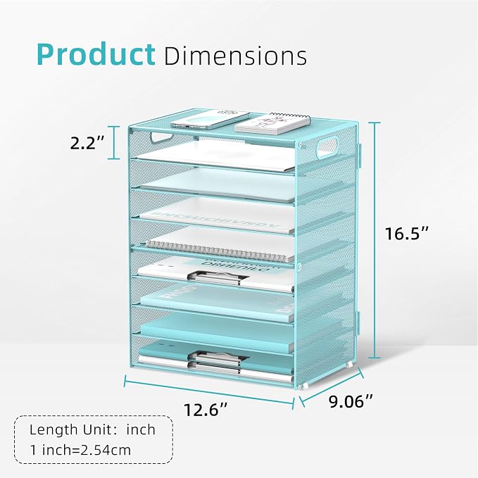 DALTACK 9-Tier Paper Letter Tray Desk Organizer - Image 3