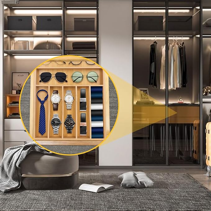 oridom Kitchen Bamboo Silverware Organizer, Kitchen Drawer Organizer - Image 7