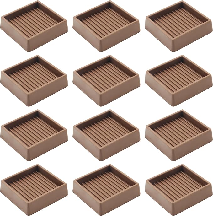 2.5X2.5 Rubber Caster Cups, Non Slip Furniture Pads, Anti-Slip Gripper by VOCOMO