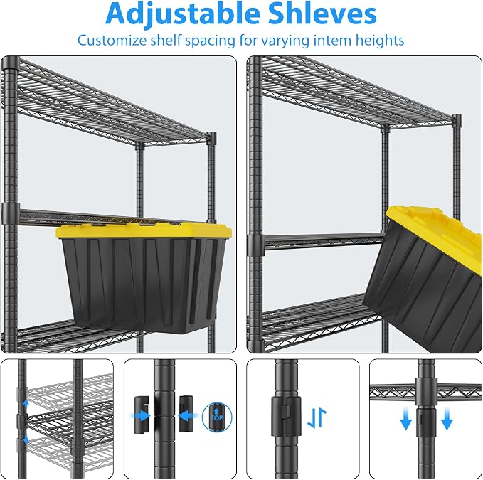 Homdox 4 Tier Heavy Duty Metal Wire Shelving - Image 7