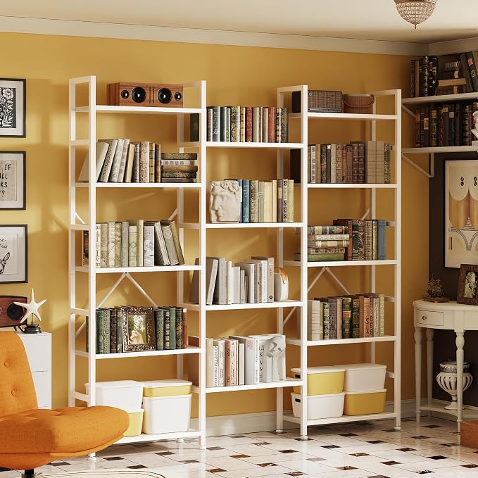 SUPERJARE Triple 5 Tier Bookshelf, Bookcase - Image 6