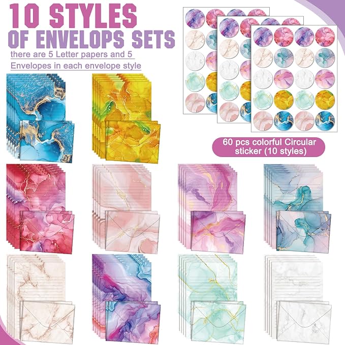 TaoBary 160 Pcs Stationery Paper Set 50 Double Sided Stationery Papers - Image 4