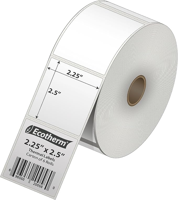 2.25" x 2.5" Thermal Labels | 6 Rolls | 6000 Labels | fits Zebra, Offnova - Image 2