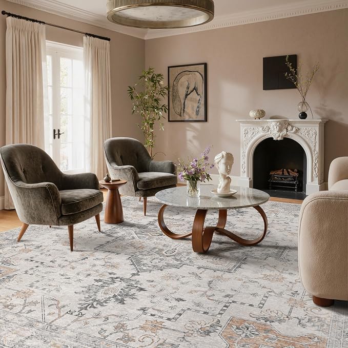 GENIMO 10x12 Area Rugs for Living Room, Non Slip Machine Washable Vintage Rugs - Image 7