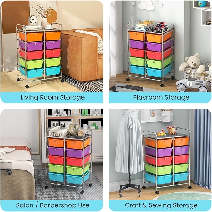 GLACER 10 Drawer Rolling Cart, Storage Cart - Image 7