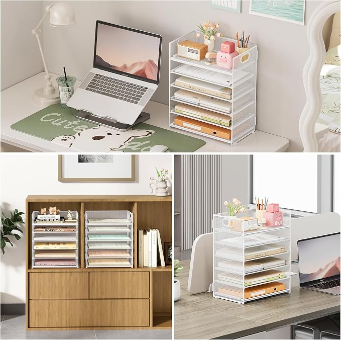 Subekyu 6-Tier Desk Paper Organizer, Desktop File Letter Tray - Image 4