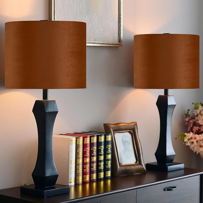 GO&SO 1 PCS Burnt Orange Velvet Drum Lamp Shade, Modern Replacement Lamp Shades - Image 7