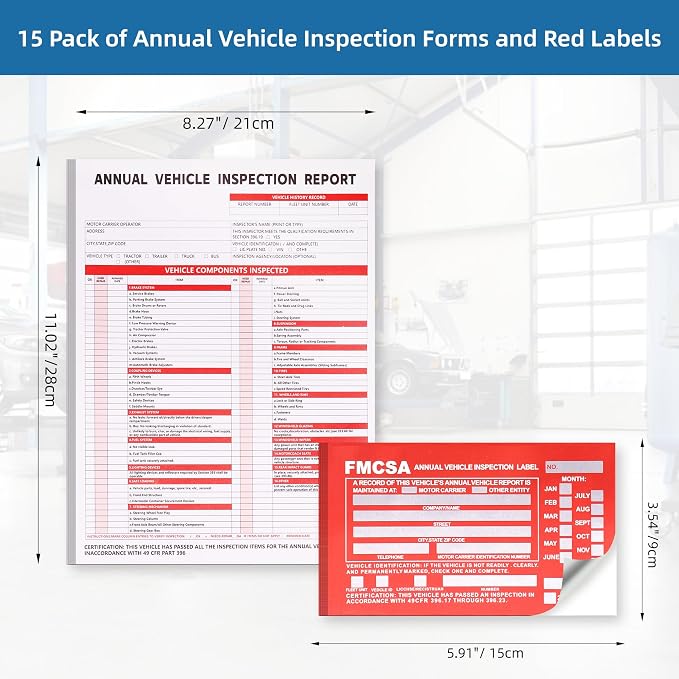 15-Pack Annual Vehicle Inspection Report Form, 3-Ply Carbonless Form and - Image 2