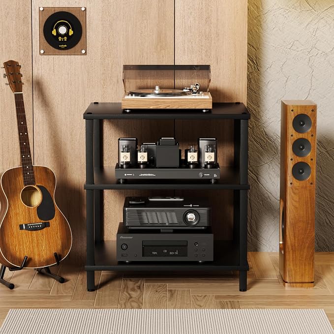 LELELINKY 3-Tier AV Media Player Stand Set of 2, Wooden TV Stand, Game Console - Image 8