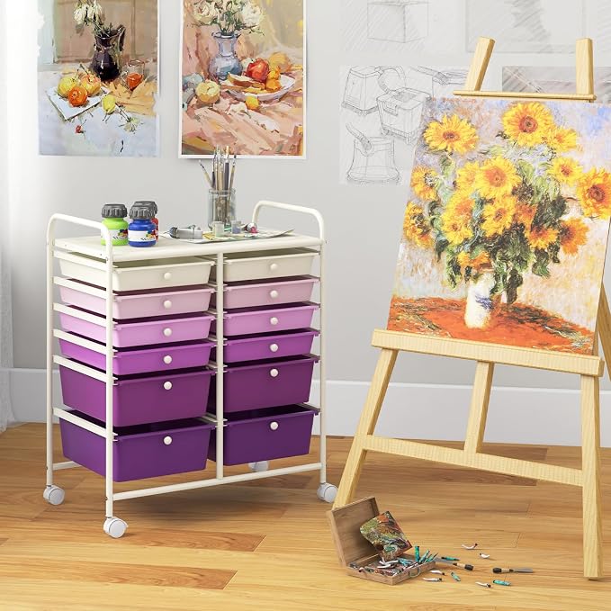 Giantex 12 Drawers Rolling Storage Cart, Classroom Organizers - Image 9