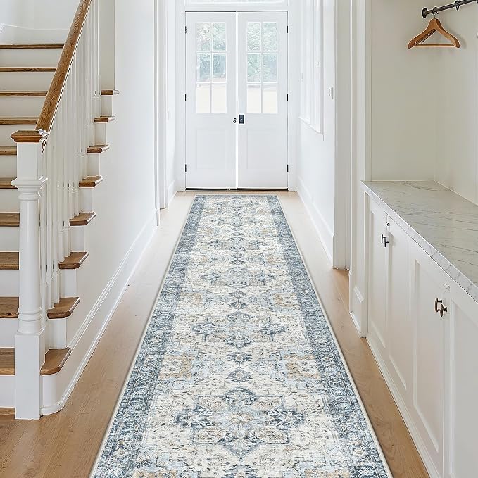 GENIMO Runner Rug 2'6"x12, Non Slip Vintage Hallway Runner Rugs, Low Pile - Image 9
