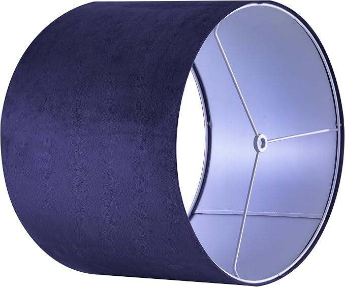 GO&SO Dark Blue Velvet Drum Lamp Shade Set of 2 Medium 13" Top x 13" Bottom x - Image 5