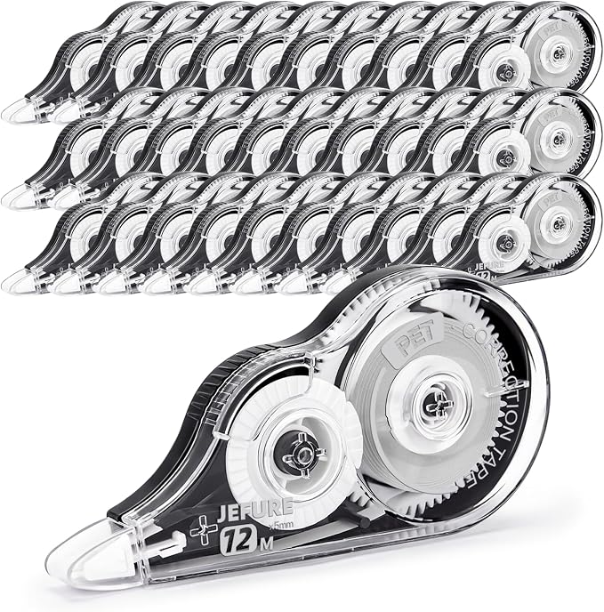 JEFURE 30 Pcs Correction Tape, 39.37 Ft White Wrong Out Tear-Resistant Bulk by JEFURE