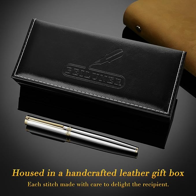 BEILUNER Silver Chrome Fountain Pen, Stunning Luxury - Image 5