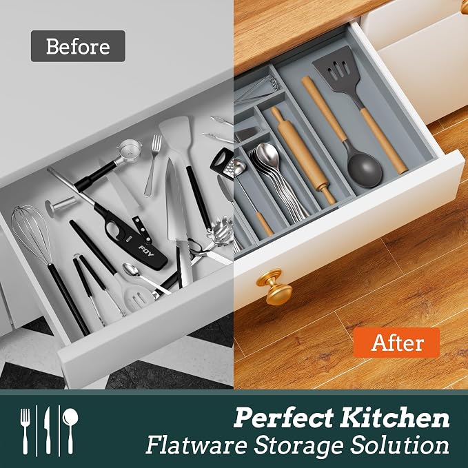 Silverware Organizer Large, Magnetic Connected Expandable 13 Slots Silverware - Image 7