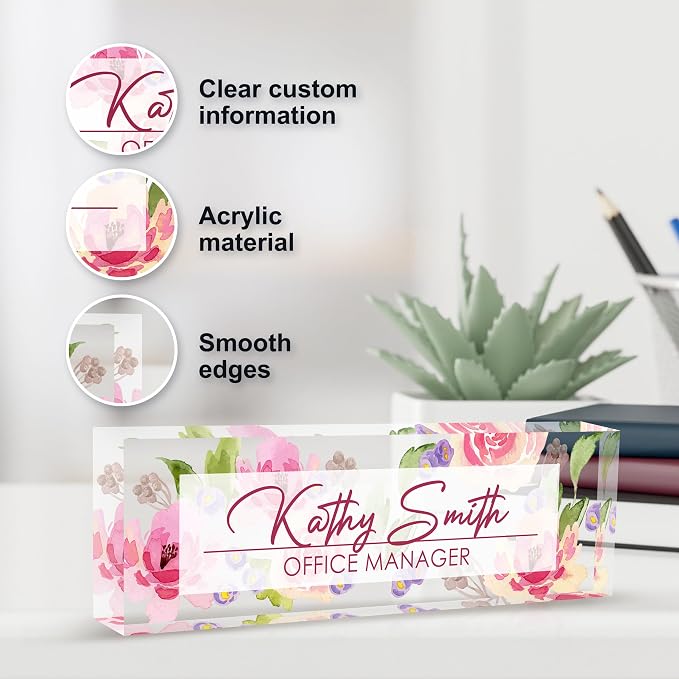 Personalized Name Plate for Desk, Custom Desk Name Plate, Acrylic Name Plate - Image 3